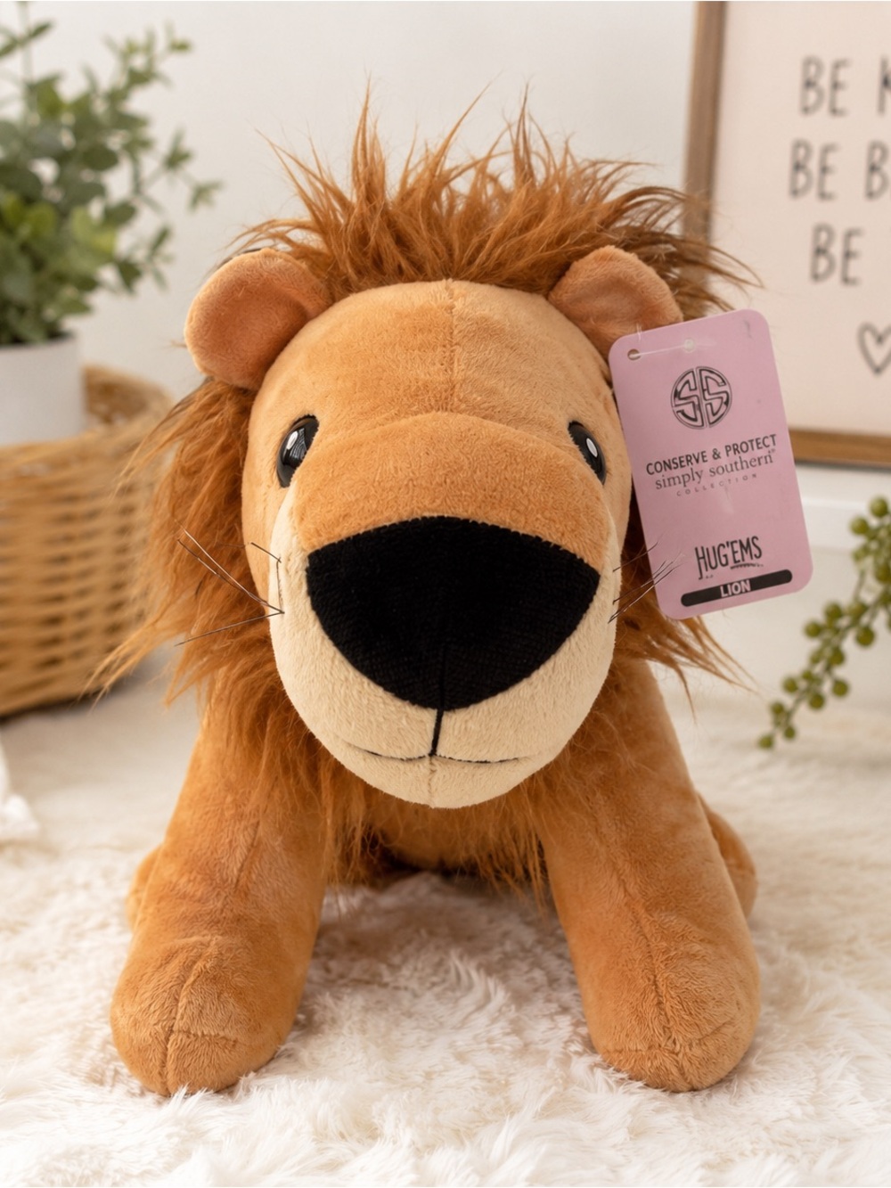 Simply Southern Conserve & Protect Lion Plush Toy Large New With Tags